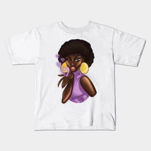 Black Afro Girl Sweet Kisses Kids T-Shirt